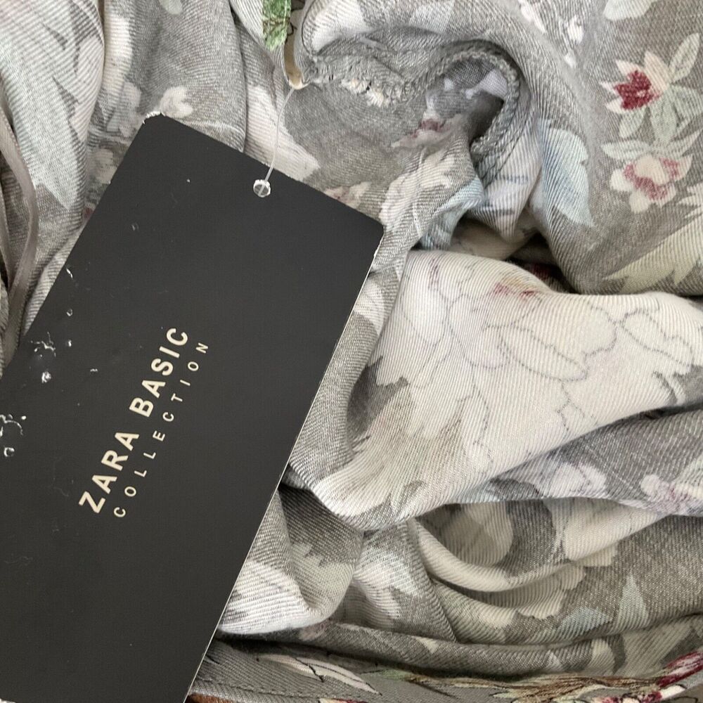 NWT Zara Women’s size XS Maxi  Dress Belted Button Up Gray/white - Picture 6 of 14